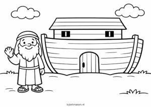 Noach bij de ark gratis tekening knutselwerk